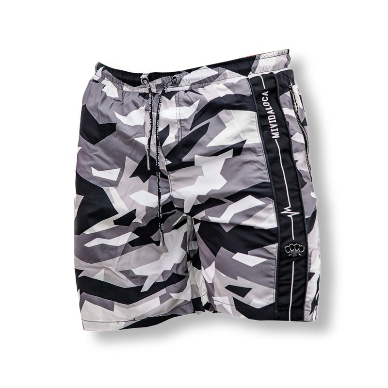 MVL mustat & harmaat camo-uintishortsit