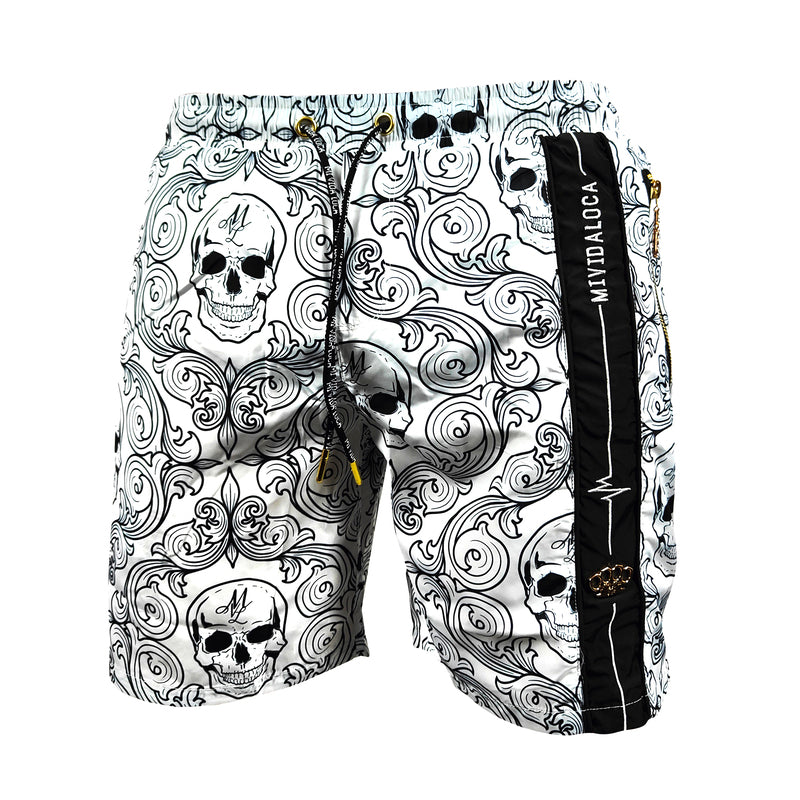 Pantaloncini da nuoto MVL "Skull madness" - bianchi